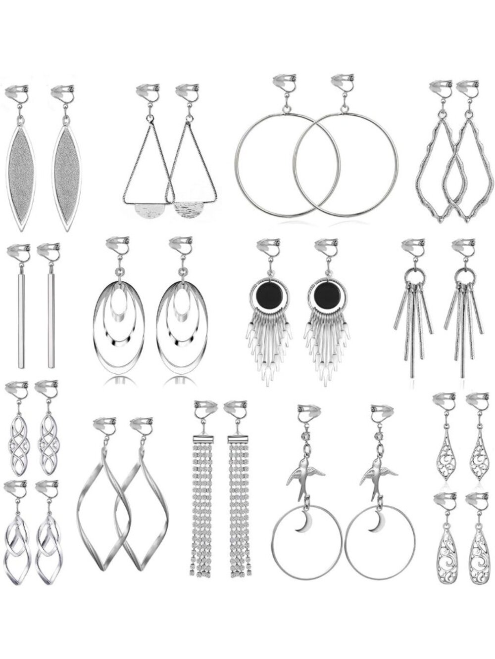 15 Pairs Wholesale Clip on Earrings for Women Trendy,Lightweight Clipon Earrings